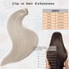 Clip in Hair Extensions Real Human Hair Double Weft Handmade Straight Human Hair Extensions 5pcs 70g 100% Brazilian Virgin Human Hair for Women, White Long Hair Extensions (#ice white,22Inch)
