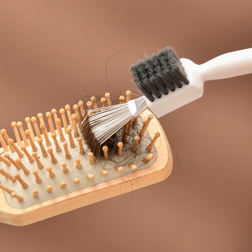 Double Action Hair Brush Cleaner Comb Cleaning Brush Hair Brush rake Hairbrush Cleaning Tool to Remove Hair Dust Stiff Bristles Metal Wire Brush Head Home and Salon Use