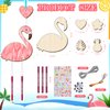 TREACLUB 16 Pack Wind Chime Kits for Kids, Make Your Own Summer Flamingos Wind Chime DIY Coloring Heart Flower Pineapple Wooden Arts and Crafts Birthday Gifts for Girls Boys