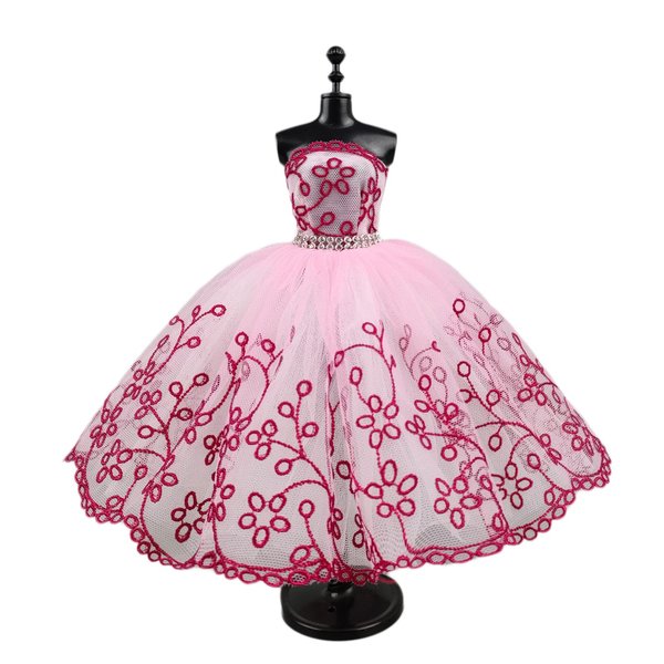 Fashion Tutu Ballet Dress for 11.5" Doll Clothes Outfits 1/6 Dolls Accessories Rhinestone 3-Layer Skirt Ball Party Gown (deep Pink)