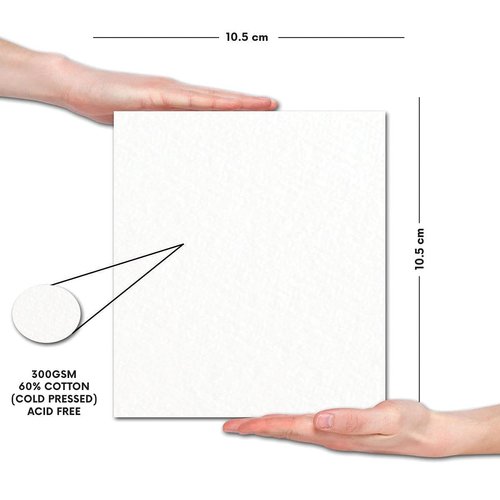 Zen Sangam (10.5x10.5cm) Artists' Expert Watercolor 300GSM 60% Cotton Cold Pressed Glued Sketch Paper Pad - 24 Sheets (48 Pages) - Watercolor Paper - Watercolour Book (Square)