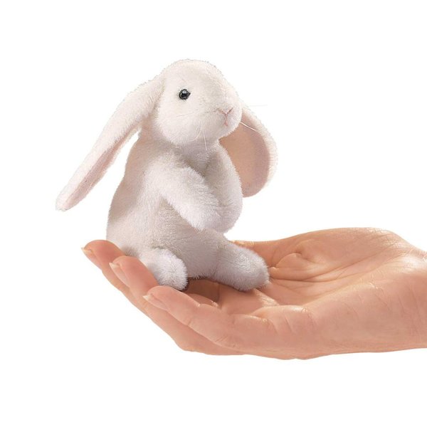 Folkmanis Mini Lop Earred Rabbit Finger Puppet, White, 1 EA