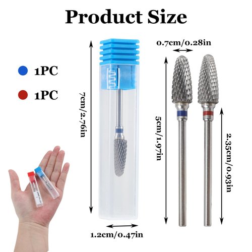 GUGUMO 2 Pack Nail Drill Tool Bits for Acrylic Nails, 3/32" Carbide Drill Bits for Nails Electric Pedicure Manicure Grinding Head Nail Art Tools nail drill bits