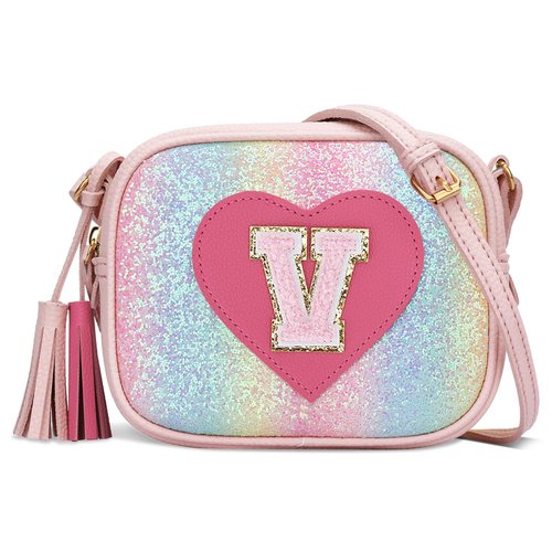 KKXIU Kids Purse Toddler Gifts for Girls and Women Vegan Leather Crossbody Bag with Tassel (Shine-V)