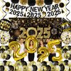 New Years Eve Party Supplies 2025 New Years Decorations Happy New Year 2025 Banner with New Years Backdrop, Balloons, Paper Flowers, Hanging Decorations for New Years Eve Decorations