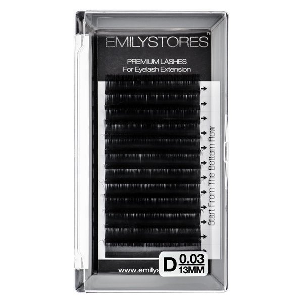EMILYSTORES Lash Extension 0.03mm Thickness D Curl 13MM Length Fine Soft Light-Weight Volume Individual Eyelash For Easy Fan Eyelash Extensions, Flower Lashes, Self Fanning Eyelashes (13MM)