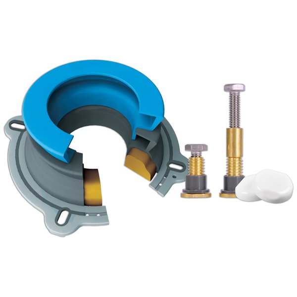 Danco 10879 All-in-One Toilet Installation Kit with Perfect Seal Wax Ring & Zero Cut Bolts, Blue and Gray, 1-Pack