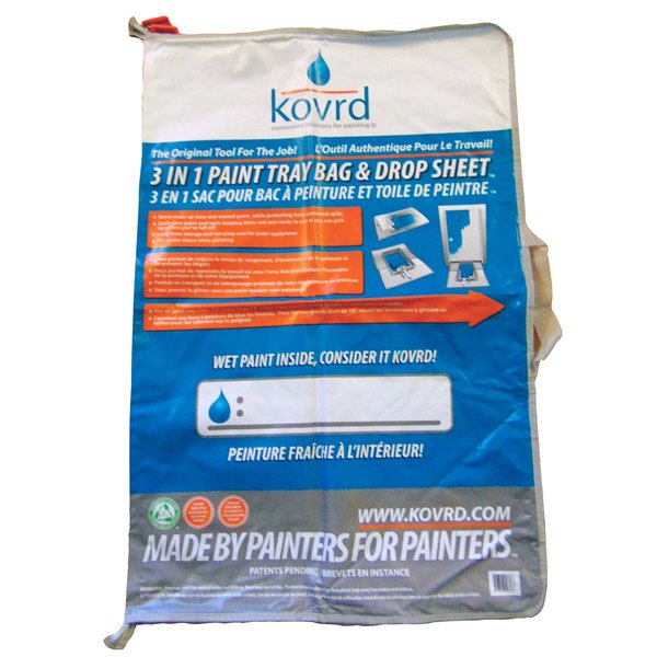Kovrd 2-in-1 Reusable Paint Tray Storage Bag and 39” x 29” Drop Cloth, Keep Brushes Rollers and Paint Wet for Days, Fits 5-gal Bucket, Contractor Quality for Professional Interior and Exterior Jobs