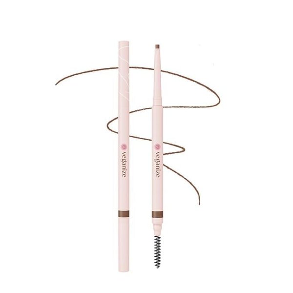 Veganize Ultra-Slim Eyebrow Pen | 0.88mm-1.5mm Tip Dual-Sided Retractable Eyebrow Pencil w/Brush | Vegan-Friendly Waterproof Smudge-Free Korean Eye Brow Filler for Women (#02 Ash Brown)