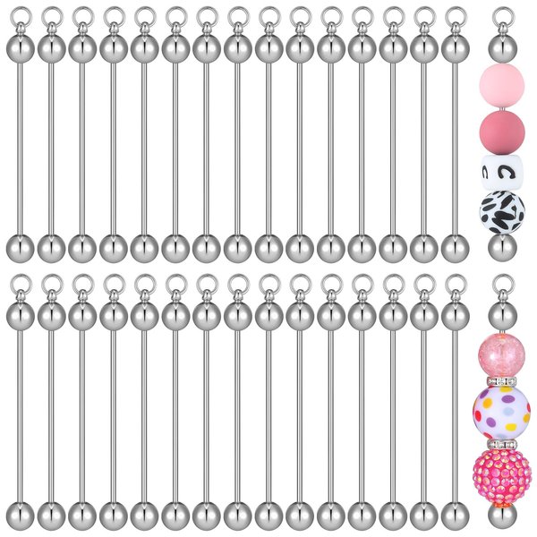 Hicarer Beadable Keychain Bars Blanks Keychain Making Supplies for Pendant DIY Crafts Jewelry Making(30 Pcs)