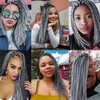 WUDAS Gray Braiding Hair 24 Inch Long Pre Stretched Hair Straight Yaki Texture Synthetic Hair Extensions Softness, 2 Packs