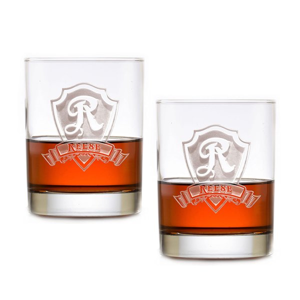 Engraved Whiskey, Scotch, Bourbon Rocks Glass Gift Set Of 2
