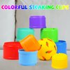 QTYWACYQ 9 Pack Rabbit Stacking Cups and Bunny Treats Balls, with Multi Colored Plastic Bunny Stacking Cups Rabbit Toys, for Guinea Pigs Bunnies Hedgehogs Small Animals Hiding Food and Playing