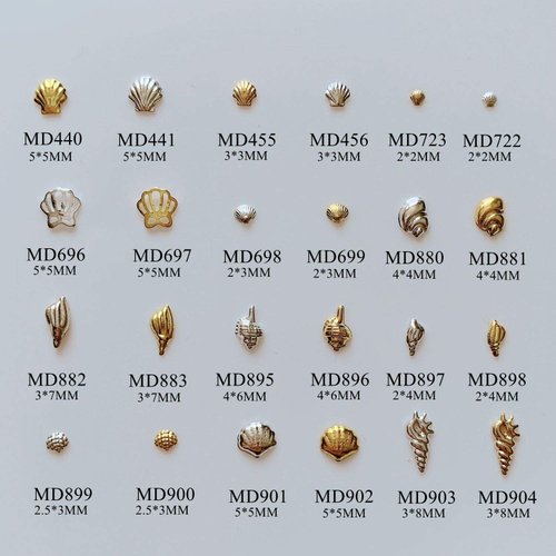 NAIL ANGEL 500pcs/bag Nail Art Randomly Mixed Metal Stud Sea Series Shell Starfish shape Deco 10007