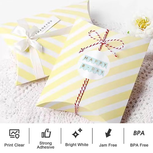 MaxGear 2" Round Sticker Labels, for Inkjet or Laser Printer, Matte White Printable Labels Sheets, Strong Adhesive, Dries Quickly, Holds Ink Well, 30 Sheets, 360 Labels