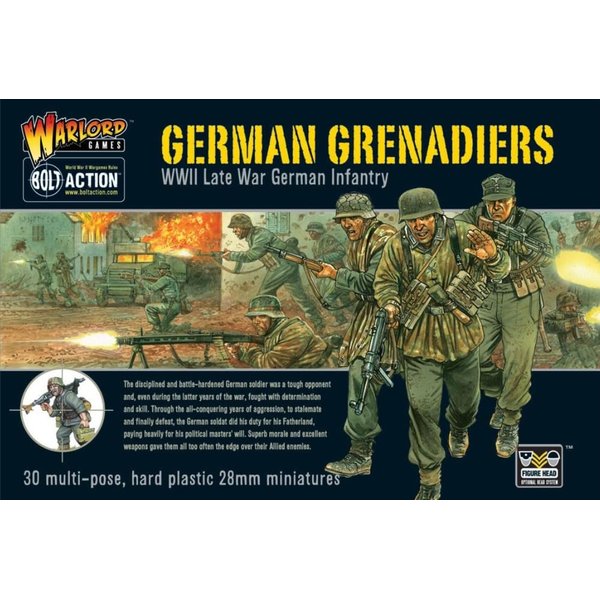 WarLord Bolt Action German Grenadiers Late War Infantry 1:56 WWII Military Wargaming Figures Plastic Model Kit, Small