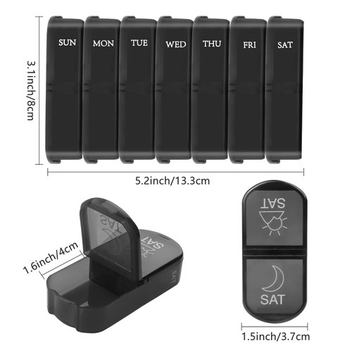 yeloumiss Weekly PU Leather Pill Bag Organizer Case 2 Times a Day, AM PM Daily Pill Box to Hold Vitamin, Fish Oil, Supplements and Medicine (Pink)