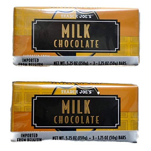 Trader Joe's Belgian Milk Chocolate Bars, 1.75 oz (2 Packs of 3)-SET OF 3