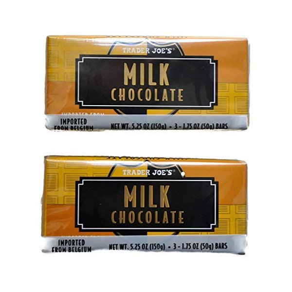 Trader Joe's Belgian Milk Chocolate Bars, 1.75 oz (2 Packs of 3)-SET OF 3