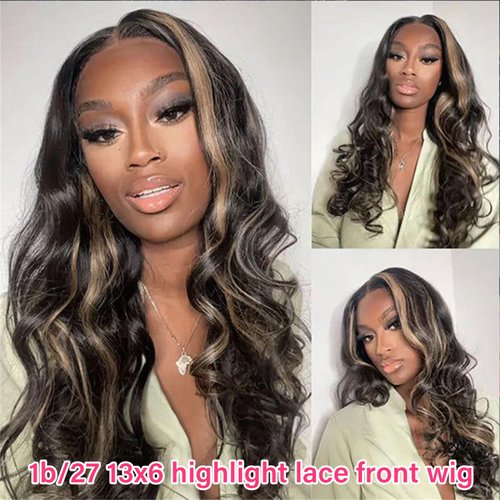 28 Inch Highlight Balayege 13x6 Lace Front Wig Human Hair Body Wave FB/27 Ombre Hd Lace Frontal Wig 180 Density Glueless Brazilian Lace Front Wigs Human Hair Bleached Knots Pre Plucked With Baby Hair
