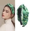 Totelux St Patricks Day Headband for Women Shamrock Knotted Headband Wide Hair Band Green Clover Hair Accessories Irish Festive Costume Celebration Parade Party Supplies