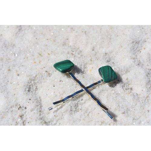 Malachite Stone Hair Pins (Qty of 2)