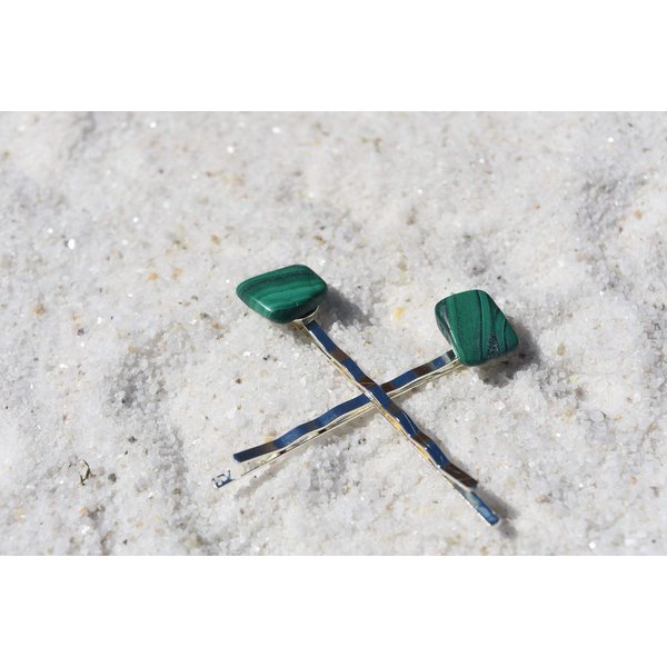 Malachite Stone Hair Pins (Qty of 2)