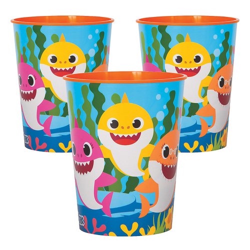 Fun Express Baby Shark Reusable Plastic Cups Bulk 12 Ct