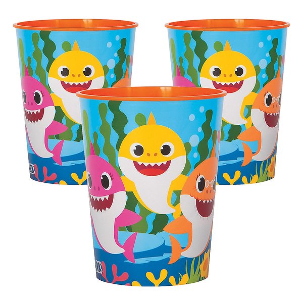 Fun Express Baby Shark Reusable Plastic Cups Bulk 12 Ct