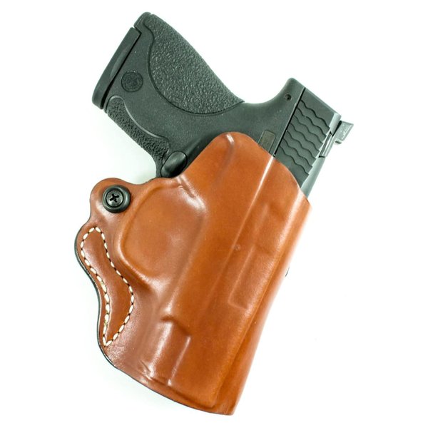 DeSantis Mini Scabbard, Gun Holster with Secure Grip,Leather Molded, Right Hand Draw, Unisex,Tan, FITS:S&W M&P SHIELD 9/40,S&W M&P SHIELD M2.0 9/40