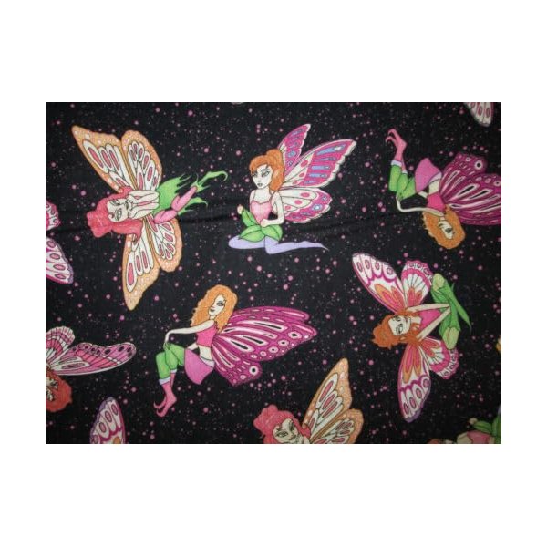 Fairy Fairies Women Twilight Black Cotton Fabric Fat Quarter OOPFABRIC