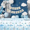 Snowflake Birthday Party Decorations Christmas Snowflake Party Plates Napkins Tablecloth Set Blue and White Snowflake Winter Birthday Party Supplies Decorations Snowflake Baby Girls Birthday Tableware