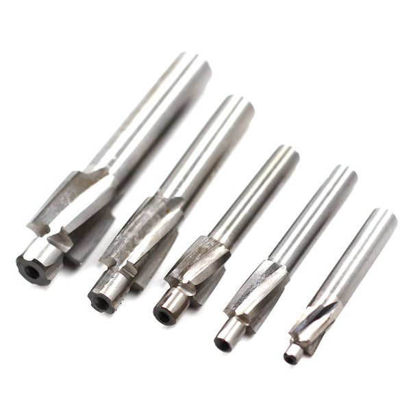 Chiloskit 5pcs M3-M8 Pilot Slotting Counterbore Mould End Mill Cutter Solid Slot Countersink End Mill Drill Bit