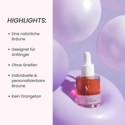 VENICEBODY Hyaluronic Self Tan Drops | Made in Germany | Self Tanner Face | concentrate to mix into facial care with anti-aging effect, for an individual tan
