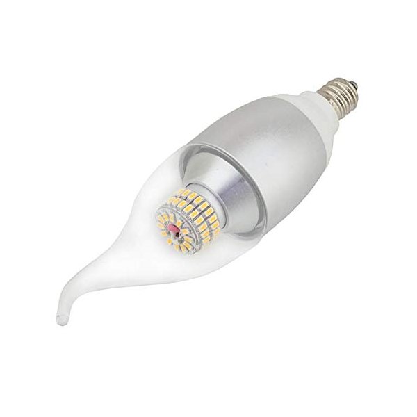 LEDwholesalers High-Output Candelabra E12 Base Omnidirectional 6W LED Light Bulb with Flame Tip (24-Pack), Warm White, 1031WWx24