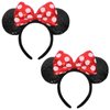 UNSPAZ Mouse Ears Headbands, 2 PCS Classic Mouse Ears for Women Girls, Red Bow Headbands for Cosplay Accessories Party Decorations (Red)
