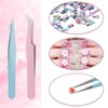 OIFEN Rhinestone Picker Tool ,2 Pcs Dual-Ended Rhinestones Applicator for Nail Art Decoration ,with 2 Extra Wax Tips and 2 Tweezers