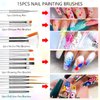 SAVILAND 36 Colors Gel Paint Nail Art Kit - French Ombre Nail Kit Solid Nail Art Gel Polish with 15pcs Painting Drawing Nail Brushes for DIY Nail Art Design & Manicure Nail Salon