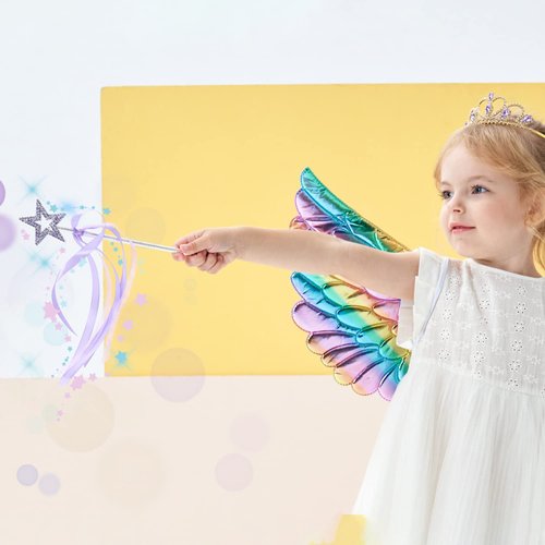 Lovelyshop Lavender Crystal Metal Star Fairy Wand with Ribbon for Girls Halloween Decorations