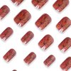 24 Pcs Chrome Maple Leaf Press on Nails Fall Thanksgiving Acrylic Fake Nails Short Square Glossy Red Maple False Nails Gel Glue on Nails Manicure Autumn Maple Stick on Nails for Coquette Women Girls