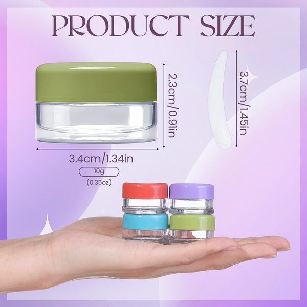 RONRONS 10G/10ML Small Travel Containers Jars Mini Sample Containers with Lids Empty Plastic Travel Jars for Lip Balm Salves Creams Lotions Makeup Cosmetics Nail Accessories (4*StyleB)