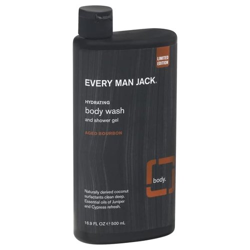 Every Man Jack, Body Wash and Shower Gel, Hydrating, Aged Bourbon, 16.9 Ounce