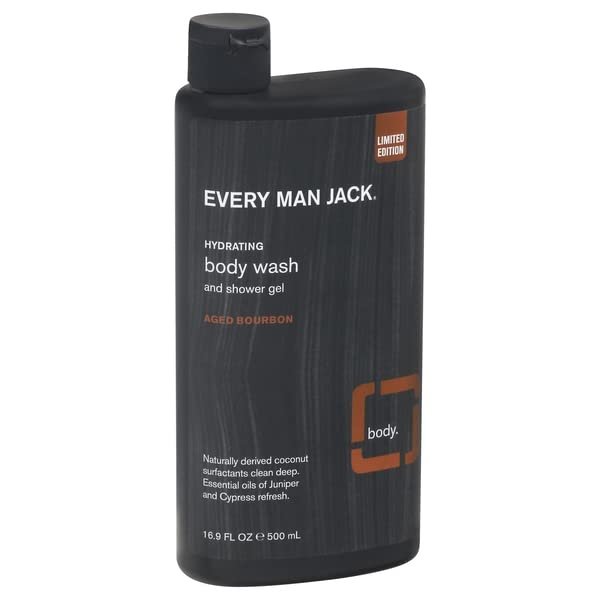 Every Man Jack, Body Wash and Shower Gel, Hydrating, Aged Bourbon, 16.9 Ounce