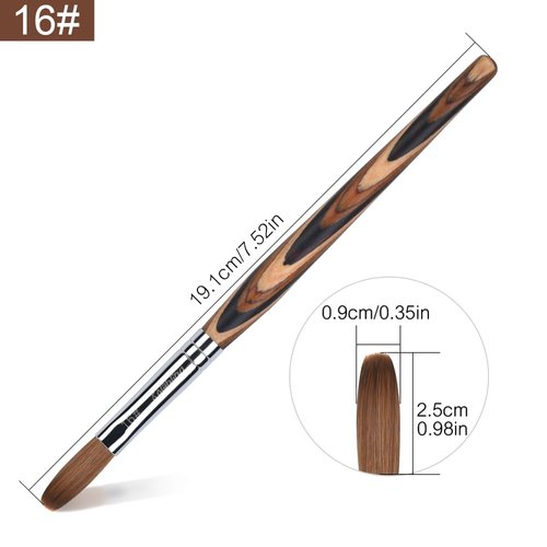 Rolabling Kolinsky Sable Acrylic Brushes Nail Art Brush Red Wooden Pen Nail Brush for Nail Art Manicure Tool for Acrylic Powder Application Nail Extension 3D Nail Carving (16#)