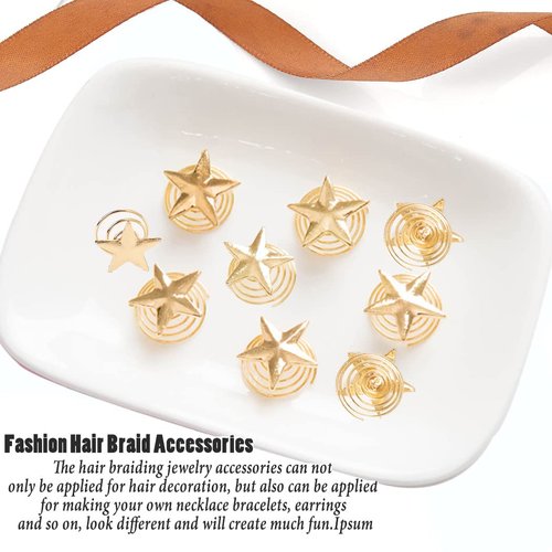 NAISKA 8PCS Gold Star Hair Accessories Spiral Hair Pins Wedding Stars Hair Clips Bridal Headpieces Decoration Loc Dreadlock Accessories Hair Jewelry for Women and Girls (Gold)