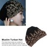 Fashion Hijabs for Women Muslim, Vintage Embroidered Muslim Turban Hat Soft Lace Material Beaded Fleece Hair Hat for Women Daily Use and Gift (black), Turban Head Wraps