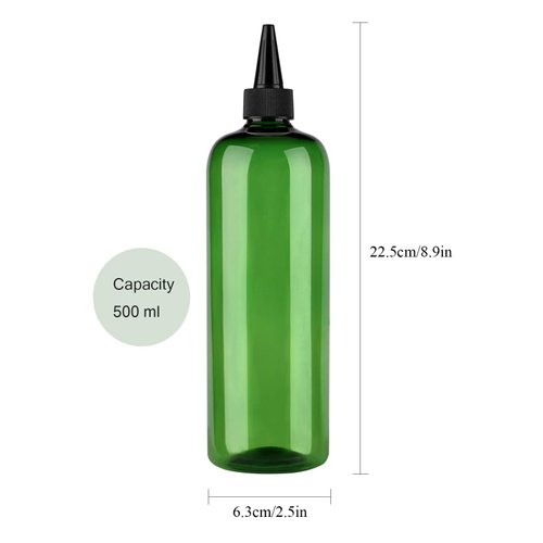 sdoot Hair Color Bottle Applicator, Applicator Bottle, 16 Ounce 2 Pack 2 Squeeze Bottle for Hair PET Plastic Refillable Bottles with Twist Top Cap- Green and Blue