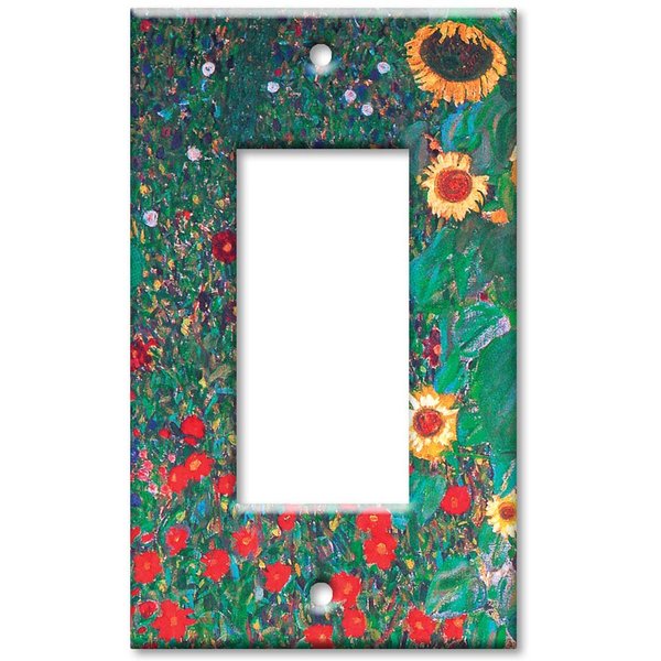 Art Plates - Single Gang Rocker OVERSIZE Switch Plate - OVER SIZE Decorative Metal Wall Plate - Klimt: Sunflowers - - (Made in USA)