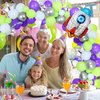 134 Pieces Buzz Birthday Party Balloon Garland Arch Kit 10 5 inch Purple Green Silver White Latex Balloons with Rocket Star Foil Balloon for Buzz Themed Birthday Party Decorations