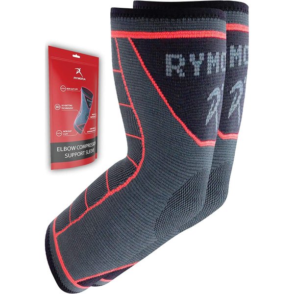 Rymora Fitness Elbow Brace- M, Compression Support Sleeve for Tendonitis, Tennis Elbow, Golf Elbow Treatment, Weightlifting & Weak Joints - Reduce Joint Pain During Any Activity!